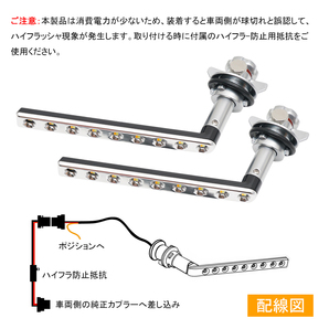 LEDウインカー シーケンシャル 流れるウインカー エルグランド E52系 前期型 白/黄 発光 左右セット ポジション機能付 ハイフラ対策 Y232の画像9