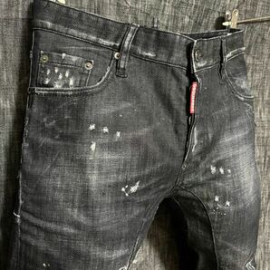 Dsquared2 タイディバイカー ブラックデニム ダメージ加工 ストレッチの画像3