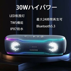 Bluetooth5.3 ブルートゥーススピーカー Bluetooth 高音質 大音量 ステレオ 超重低音 防水 防水 TWS ワイヤレススピーカー