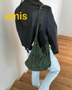 新品未開封 emis エミス 日本未発売 レオパード ダルメシアン ショルダーバッグ エコバッグ トートバッグ グリーン