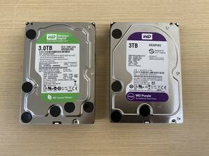 【正常・3TB・2個SET】Western Digital WD Purple WD30PURZ 3TB、WD Green WD30EZRX 3TB HDD ハードディスク 23134