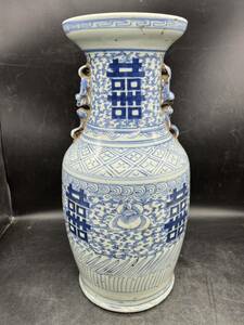 r6031405 唐物 大花瓶 中国古美術　花瓶 時代物　壷 置物 染付　花器 壺 