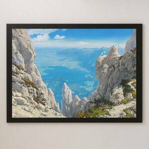 Art hand Auction View of Lake Kochel from the ridge between Herzogstand and Heimgarten Painting Art Glossy Poster A3 Landscape Germany Mountaineering Climbing Tourism, Housing, interior, others