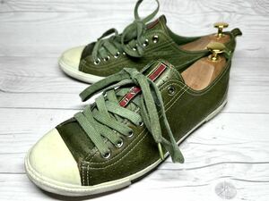 【即決】PRADA プラダ 25cm程度 6 メンズ スニーカー プラダスポーツ くつ レザー 緑 グリーン 靴 くつ カジュアル