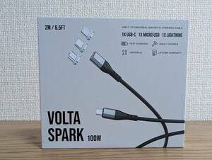 Volta Spark USB-C ケーブル マグネット USB-C/Micro-USB/Lightning 100W 2M