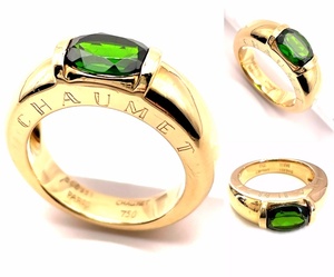 Промывать Chaumet Shoe Joya Green Germanet Ring K18 YG Золотое кольцо № 9 Винтажное логотип редкое золото