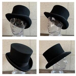 帽子 シルクハット トップハット TOPHAT ウール100% 秋冬 ハード 紳士帽 ブラック フェルトハット M 男女兼用 ブラックの画像3