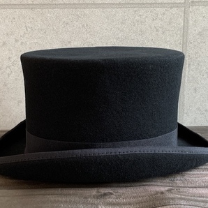 帽子 シルクハット トップハット TOPHAT ウール100% 秋冬 ハード 紳士帽 ブラック フェルトハット M 男女兼用 ブラックの画像8