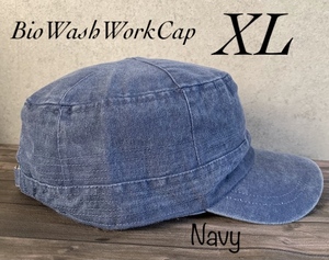 特価 大きいサイズ 帽子 バイオ ウォッシュ ワークキャップ ダメージ加工 アウトドア キャップ オールシーズン 男女兼用 XL BIG ネイビー
