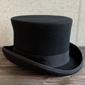 帽子 シルクハット トップハット TOPHAT ウール100% 秋冬 ハード 紳士帽 ブラック フェルトハット M 男女兼用 ブラックの画像4