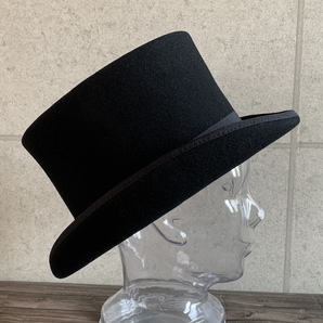 帽子 シルクハット トップハット TOPHAT ウール100% 秋冬 ハード 紳士帽 ブラック フェルトハット M 男女兼用 ブラックの画像10