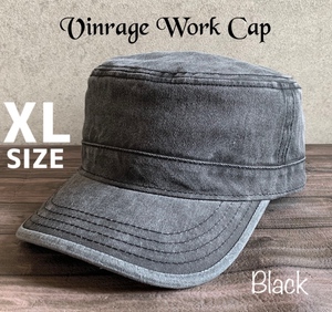 帽子 XL BIGサイズ ワークキャップ ヴィンテージ風 ダメージ加工 ウォッシュ加工 大きいサイズ オールシーズン ブラック
