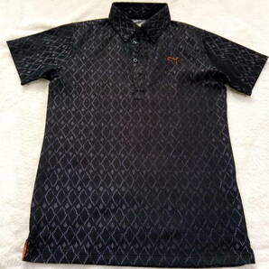 美品　プーマゴルフ　メンズ総柄光沢デザイン　ブラック　ポロシャツ　Mサイズ