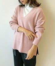 UNFILO★新品 大きいサイズ 【洗える】コットンミックスニット Vネック プルオーバー　ピンク系　オンワード樫山★size44_画像1