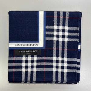 新品 バーバリー BURBERRY 大判 ハンカチ ノバチェック ブルー　ネイビー ブランドハンカチ等