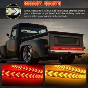 60インチトラックテールゲートライトバー デュアルカラー 明るいフィッシュボーン形状 簡単な取り付け シボレー ダッジラム GMCなどに適合の画像6