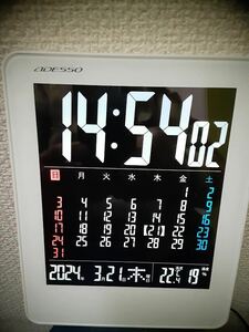 アデッソ ADESSO デジタル時計 カレンダー アラーム 気温 湿度計 動作確認済 綺麗 「管理NO.9942」