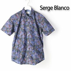 001a 新品 Serge Blanco セルジュブランコ 半袖 プリント シャツ メンズ カジュアル シャツ 綿100% M
