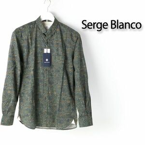 798c 新品 Serge Blanco セルジュブランコ 長袖 フラワー プリントシャツ メンズ カジュアル シャツ 花柄 綿100% M