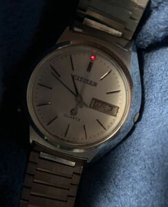 LED点滅 稼働 シチズン クリストロン クォーツ 純正ブレス 延長パーツ付き メンズ 腕時計 citizen quartz vintage antique watch men's