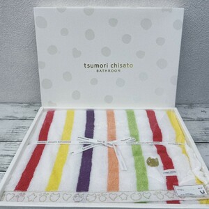 【Ｋ】TSUMORI CHISATO ツモリチサト バスタオル タオル 猫 BATHROOM 新品未使用 箱入り ギフト ストライプ 綿100%【4637】