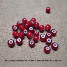 50g-5mm CZECH WHITE HEART BEADS- DARK RED/ 50g- 5mm チェコホワイトハーツビーズ- ダークレッド_画像9