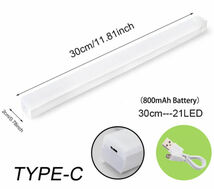 ３個セット 人感センサー LEDライト USB TYPE-C充電式 オレンジ色 暖色 30cm ロングサイズ_画像4
