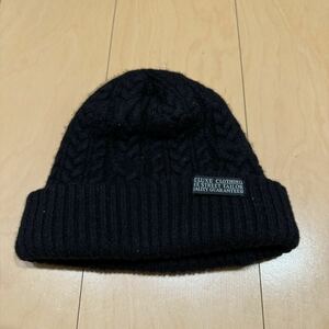 DELUX cable braided knit cap 100% wool black made in Japan cheap!