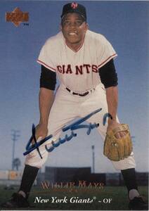 【ウィリー・メイズ】直筆サインカード 証明書カード付 1995 UPPER DECK AUTO AUTHENTICATED WILLIE MAYS AUTOGRAPH #検索 TOPPS