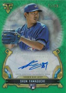 【山口俊】ルーキー 直筆サインカード 50枚限定 2020 TOPPS TRIPLE THREADS GREEN REF 読売ジャイアンツ 巨人 #検索 BBM EPOCH エポック