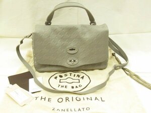 ZANELLATO The nela-to new goods thousand bird .. pattern pohs tea naS POSTINA S leather 2way handbag . shoulder bag gray * courier service M*o0161