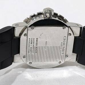 【H1506】1円 CHAUMET ショーメ 622C-5420 クラスワン クオーツ QZ 100M/333FT SS 黒文字盤 デイト シリコンバンド ブラック 黒 腕時計の画像6