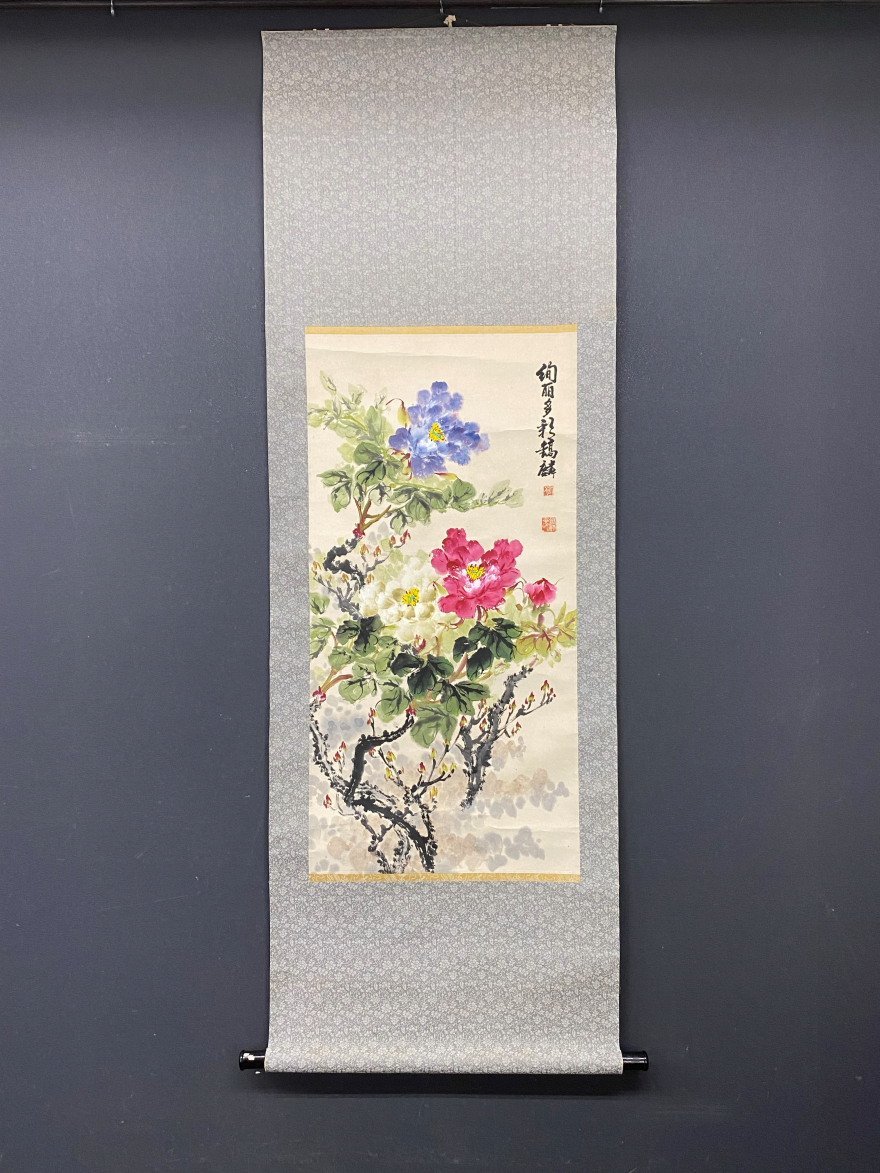 [Copie] [One Light] vg7421 (Korin) peinture chinoise pivoine, Peinture, Peinture japonaise, Fleurs et oiseaux, Faune