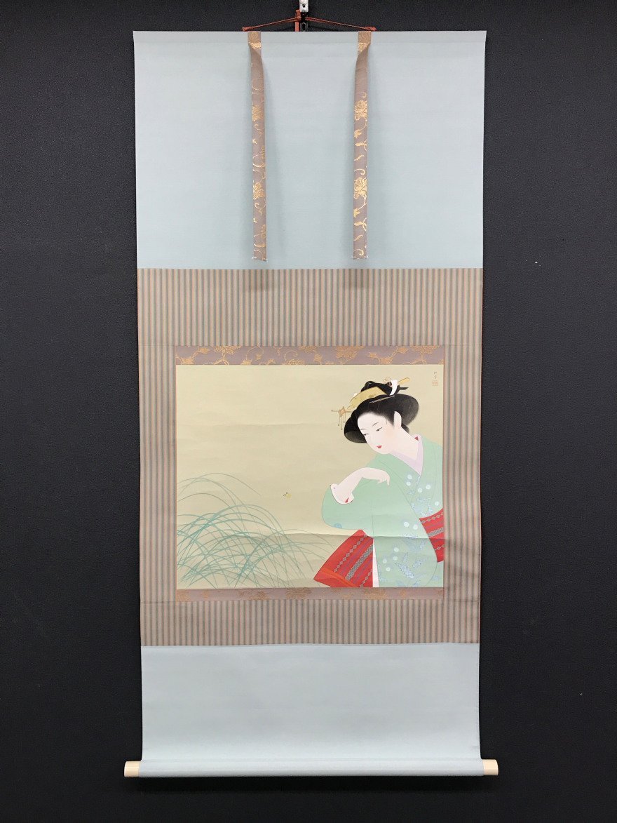[Imprimir] [Una luz] vg7476(Shoen Uemura)Serigrafía Shinkata 109/280 Maestro Seiho Takeuchi Pintura de belleza moderna Gente de Kioto, cuadro, pintura japonesa, persona, Bodhisattva