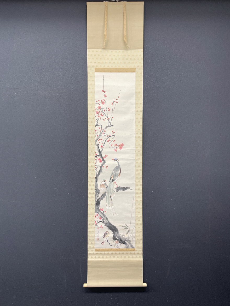 [Copy] [One light] vg7751(Naosai Uenaka)Flowers and birds, same box, Harukake, Master of Shunkyo Yamamoto, Nara person, painting, Japanese painting, flowers and birds, birds and beasts