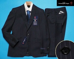 新品17.3万円 大手百貨店扱い 春夏『Ermenegildo Zegna ゼニア TROPICAL 伊製生地』ウール100% ストライプ スーツYA7紺(B) 1503451