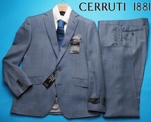 新品10.8万円 大手百貨店扱い 秋冬『CERRUTI チェルッティ 伊製生地』ウール100% バーズアイ織柄 スーツA7紺(F) 1003661_画像1