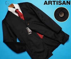 新品定価5.8万円 ARTISAN アルチザン 日本製 刻印水牛釦 ウール×カシミヤビーバー加工 はっぴコートM黒(05) 10WA08