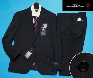 新品17.3万円 大手百貨店扱い 春夏『Ermenegildo Zegna ゼニア TRAVELLER 伊製生地』ウール100% ストライプ スーツA4紺(B) 1570061