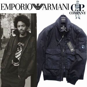 通年物150,000円新品EMPORIO ARMANIアルマーニ×CPカンパニー★防水ウール生地の濃紺ボンバージャケット【48＝日本S～M】