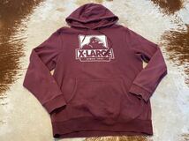 X-LARGE エクストララージ プルオーバー パーカー XL フーディー 裏起毛 エンジ色 フーディ HOODIE /古着 USED 中古_画像1