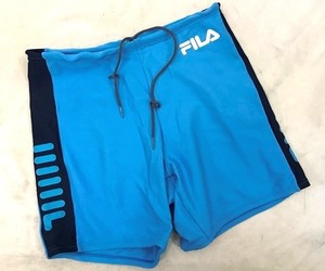 r1_6325y ★定形外 配送★ 美品 フィラ FILA カネボウ ライトブルー×ネイビー 男子競泳水着 水泳 練習 ボックス型 ショートスパッツ L