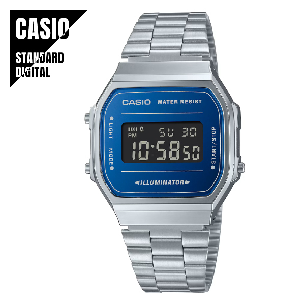 CASIO STANDARD カシオ スタンダード デジタル メタルバンド A168WEM-2B ブルー×シルバー 腕時計 メレディース ★新品 送料無料