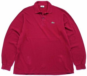 ★00s LACOSTEラコステ ワンポイント コットン 鹿の子 長袖ポロシャツ 濃ピンク 5★80 オールド ビンテージ フレンチ ユーロ ヨーロッパ