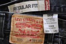 ★00s メキシコ製 Levi'sリーバイス 505 ダメージ ブラック デニムパンツ w38 L30★SDP2502 オールド ジーンズ ストレート ビッグサイズ_画像6