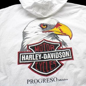 ★メキシコ製 HARLEY-DAVIDSON ハーレー ダビッドソン ロゴ イーグル PROGRESO MEXICO コットンパーカー 白 M★オールド メキシカン バイクの画像4