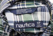 ★90s nauticaノーティカ マドラスチェック ボタンダウン 半袖 オックスフォード コットンシャツ S★オールド インド綿 ロゴ刺繍_画像4