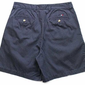 SALE★00s TOMMY HILFIGERトミーヒルフィガー ツータック コットン チノ ショートパンツ 濃紺 34★ショーツ ハーフ オールド ネイビーの画像2