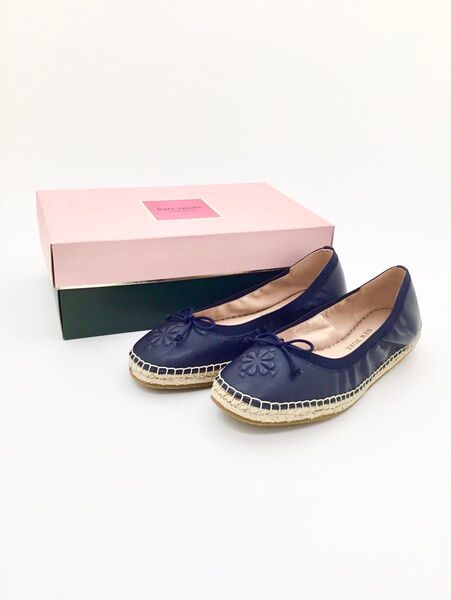 ほぼ未使用 ケイトスペード Kate spade NEW YORK フラットシューズ クラブハウス エスパドリーユ ブルー 青