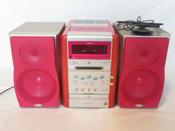 【即決価格】DENON デノン「システムコンポ CD/MD/カセット/ラジオ」D-M2 ピンク色（動作不良 ジャンク品）